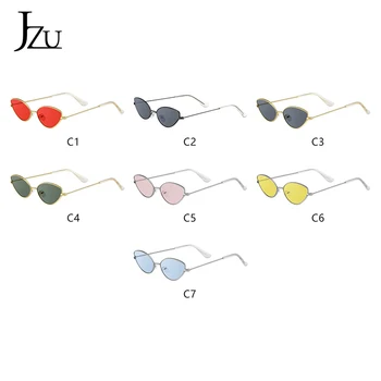 JZU Cute Cat Eye Solbriller 2019 Mode Sexede Damer Kvinder Metal Ramme Vintage Hældning Sol Briller Kvindelige Solbriller oculos