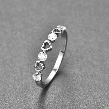 JQUEEN S925 Sterling Sølv Ringe Romantisk Hule Hjerte Hvide ZIRKONIA Krystal Ring for Kvinder Bryllup Bands Fine Smykker Gave
