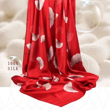 Silke Tørklæde i Satin Store Sjal Kvinders Fashion Square Tørklæde Digital Inkjet Håndlavet Gave Silke Tørklæde 107*107