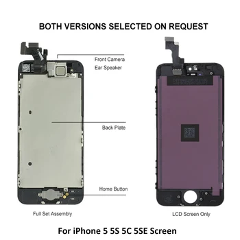 AAA-Skærm til iPhone 5 5C 5S 5SE LCD-Skærm, Fuld Montering LCD-Touch Screen Digitizer Fuld Erstatning Pantalla på Knappen+for+Kamera