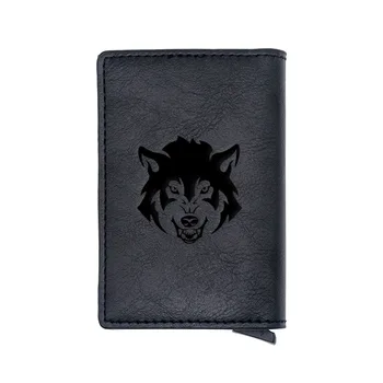 Cool Wolf Design-Mini-Kort Tegnebog ID-Kort Holder Taske Læder Små Penge Taske