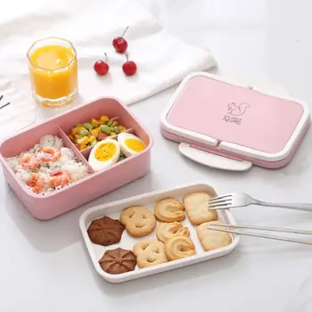 Grøn/Pink-1stk Børn, Voksne Mikrobølgeovn Bento Frokost Boks Picnic Mad, Frugt Container Opbevaring Lunch Box