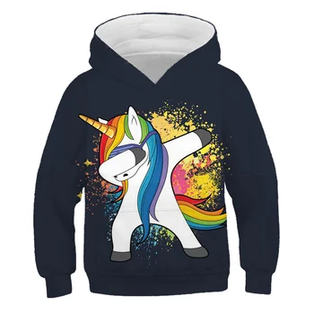 4-14 År børn unicorn tegnefilm hættetrøje Dreng pige anime sjove sweatshirt efteråret toppe, hættetrøjer barn, afslappet tøj, frakker polyester