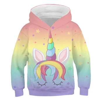 4-14 År børn unicorn tegnefilm hættetrøje Dreng pige anime sjove sweatshirt efteråret toppe, hættetrøjer barn, afslappet tøj, frakker polyester