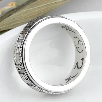 Mænd Sæt Ring 925 Sterling Sølv Ringe S925 DIY Rejst Skulptur Otte Trigrams Array Mænd Ringe Tibetansk Sølv Roterbar Ringe