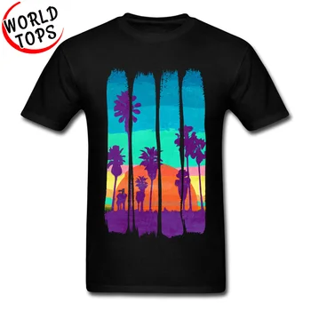 Personlig Retro Mandlige Top T-shirts med Rund halsudskæring, Korte Ærmer Bomuld Toppe Shirt Miami Beach Sommer Sunset-T-shirts Top Kvalitet