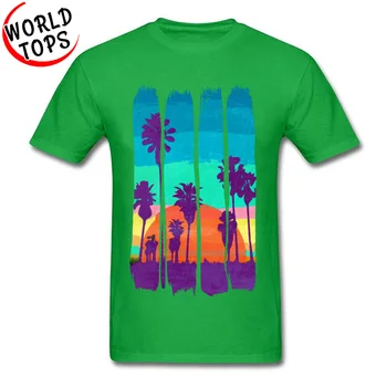 Personlig Retro Mandlige Top T-shirts med Rund halsudskæring, Korte Ærmer Bomuld Toppe Shirt Miami Beach Sommer Sunset-T-shirts Top Kvalitet