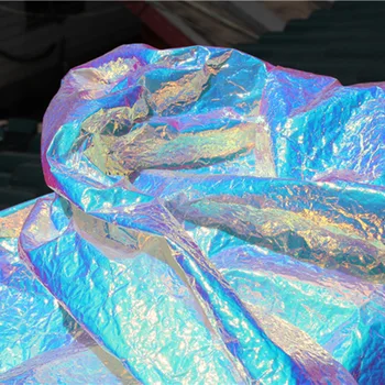 Plisseret Stof Farve Spejl Tpu Laser Fluorescerende Vandtætte Tasker DIY Fase Tøj Indretning Cosplay Designer Stof 50*130cm