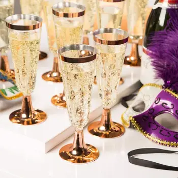Nye 6stk Engangs Plast rødvin Glas Champagne Fløjte Cocktail Glas Vestlige Retter Cup For Vens Fest Fest