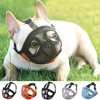 Kort Snude Hund Mundkurve Justerbar fransk Bulldog Snude Dog Munden Maske Åndbar Snude for Anti Stop Gøende Forsyninger