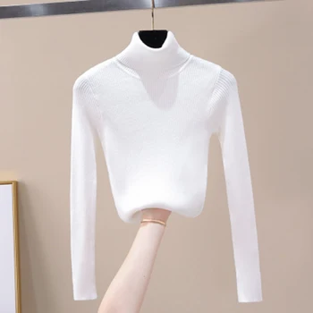 2020Autumn Vinteren Kvinder Strikket Turtleneck Sweater Soft-neck Jumper Mode Slank Femme Elasticitet Pullovere Slank Sweater
