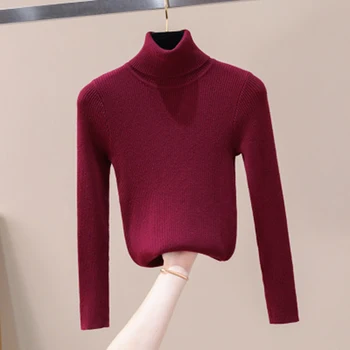 2020Autumn Vinteren Kvinder Strikket Turtleneck Sweater Soft-neck Jumper Mode Slank Femme Elasticitet Pullovere Slank Sweater