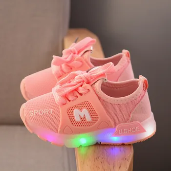 KRIATIV 2020 Foråret Efteråret Glødende Piger Sneakers Lysende Sko til Børn Tøfler Led Baby Piger Sneakers Alderen 1-6