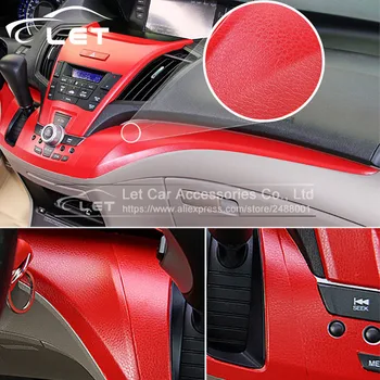 Bil styling rødt læder mønster PVC selvklæbende vinyl wrap film klistermærke til auto bil kroppens indre udsmykning wrap