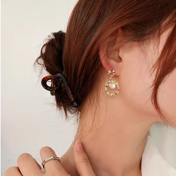 Korea Uregelmæssige Øreringe Simpel Metal Ring Dingle Generøse Øreringe Opal Øreringe Kvindelige 2020 Håndlavede Øreringe Allergivenlige
