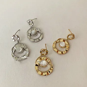 Korea Uregelmæssige Øreringe Simpel Metal Ring Dingle Generøse Øreringe Opal Øreringe Kvindelige 2020 Håndlavede Øreringe Allergivenlige