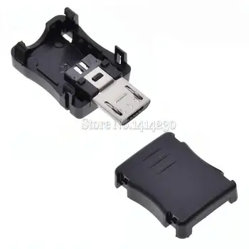 100Pcs DIY-Mikro-USB-5P 5 Pin-T Port Mandlig Stik Stik Stik Kit Sort Plast Cover til DIY