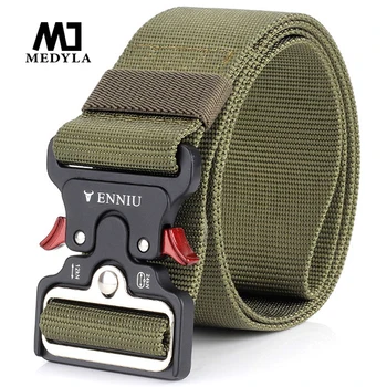 MEDYLA 5cm Men Belt Hard Metal Quick Release Buckle Tactical Belt Soft Nylon Army Combat Training Belt Gun Belt Sport Accessores