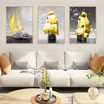 Moderne Sejlbåd, Yacht Lærred Maleri Print Plakat Væggen Billedet For At Stue Indretning Plakat Dekoration