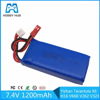 For Yizhan Tarantula X6 H16 Lipo Batteri 7.4 v 1200 mAh 2S For WLtoys V666 V262 V323 Quadcopter Drone 7.4 V 1200mah Helikopter