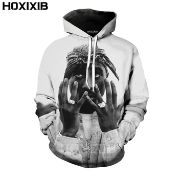 HOXIXIB 3D-Print Usa Rapper 2Pac Hættetrøjer Mænd Tupac Hoody Stor Digter, Sanger Kvinder Sweatshirt Sjove O Hals Unisex Hætteklædte