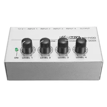 1 sæt MX400 4 Kanaler Lyd Mixer Bærbare Lav Støj Linje Mono Audio-Mixer med Power Adapter US/UK/EU/AU-Stik til KTV