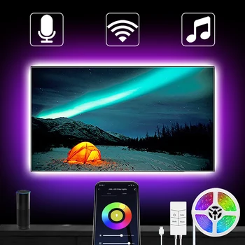 USB-Alexa Led Strip Lights Smart WiFi Farve Skiftende Music Sync App Control RGB 5050