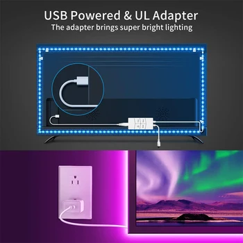 USB-Alexa Led Strip Lights Smart WiFi Farve Skiftende Music Sync App Control RGB 5050