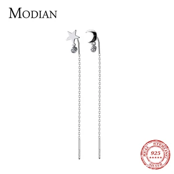 Modian Mode-Sterling Sølv 925-Stjerne Og Måne Lang Kæde Drop Øreringe til Kvinder Luksus Fine Smykker 2020 Nyt Design