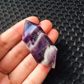 1pc Natural amethyst sten, kvarts krystal wand dobbelt point naturlige sten og mineraler reiki healing som gave