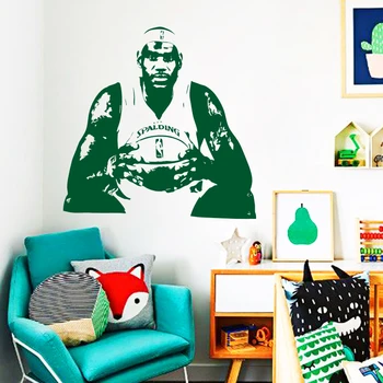 LeBron James Wall Sticker Vinyl DIY Home Decor Basketball Spillere vægoverføringsbilleder Sport Stjerne Til Kids Stue
