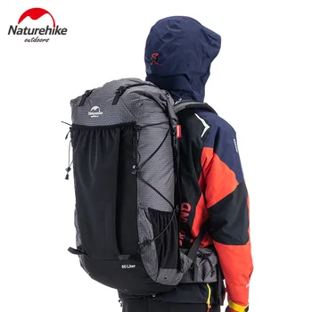 NatureHike udendørs klatring taske stor kapacitet rejse vandring camping rygsæk 60+5L let bjergigning rygsække sort