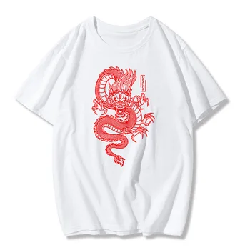 Streetwear toppe til kvinder T-shirt ulzzang Harajuku vintage Kinesiske drage print T-shirt til sommeren afslappet kvinder Æstetiske pige T-shirt