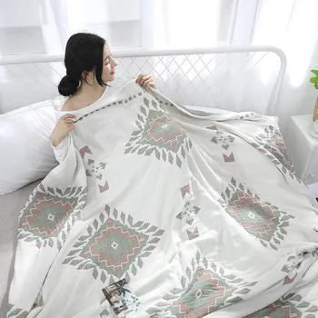 Japan Sommer Håndklæde Quilt Bomuld Tæppe til Seng Tynd Dyne Sengetøj 4 Lag Gaze Sengetæppe Sengetøj Bed Cover maskinvask