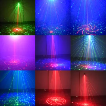 USB-Stemme Kontrolleret Laser Disco Lys Farverige Flash Fase Lamp Mini Laser Lys Jul Himlen Projektion Lampe Fødselsdag RGB UV