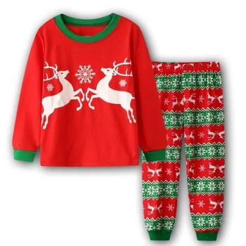 TUONXYE Børn Pyjamas Christmas Santa Claus med Hello Pyjamas Sæt Kids Drenge Nattøj Bomuld med Lange Ærmer Nattøj Passer til