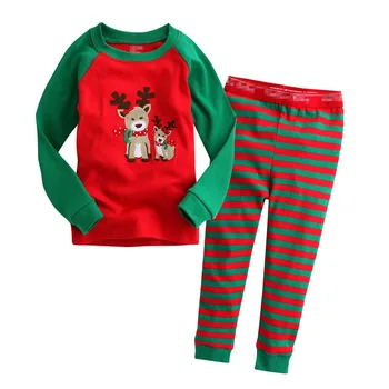TUONXYE Børn Pyjamas Christmas Santa Claus med Hello Pyjamas Sæt Kids Drenge Nattøj Bomuld med Lange Ærmer Nattøj Passer til