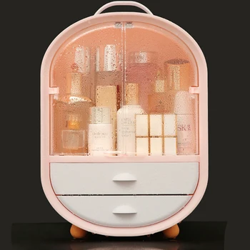 Kosmetik opbevaring arrangør multi celle trykke type dobbelt dør makeup sag støvtæt husstand kosmetik box desktop skuffe boxs