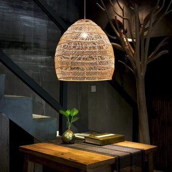 Kinesisk Stil Arbejde I Hånden Rattan Vintage Lampe Hængende Lamper I Loft-Stue Spisestue Indretning Cafe, Restaurant Vedhæng Lys