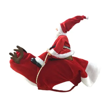 Kæledyr Hund Jul Tøj Kreativitet Santa Claus Riding en Hjort, Jakke, Frakke Nye Kæledyr Hætteklædte Beklædning Søde Hvalp Kostumer