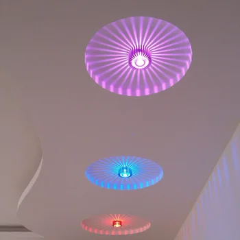 3W Sun-formet væglampe Aluminium Legering Bygningsfejl lampe sort / hvid farverige lys kilde til barer hall Korridor dekoration
