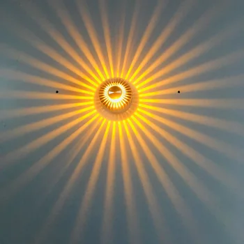 3W Sun-formet væglampe Aluminium Legering Bygningsfejl lampe sort / hvid farverige lys kilde til barer hall Korridor dekoration