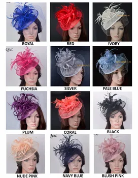 Sinamay Fascinator kvinders hat Bryllup hat med fjer&birdcage slør for Kentucky Derby, Royal Ascot Melboure cup.GRATIS FORSENDELSE
