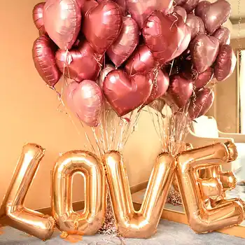 Stor Guld Sølv Kærlighed Folie Balloner 18inch Pink Hjerte Helium-Ballon, Fødselsdag, Valentinsdag Engagement Indretning af Forbrugsstoffer