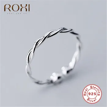 ROXI 925 Sterling Sølv Hjerte Ringe til Kvinder Krydser Finger Ringe Minimalistisk Twist Reb Justerbar Ring Stabelbare Party Smykker