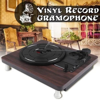 33, 45 og 78 RPM pladespiller Antikke Grammofon Pladespiller Disc Vinyl RCA Audio R/L 3,5 mm Udgang Ud USB-DC 5V Træ Farve