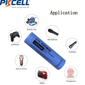 4PC PKCELL 18650 batteri 3350mah 3,7 v ICR18650 Lithium Batteri, Li-ion Genopladeligt batteri, Til Lommelygte batterier