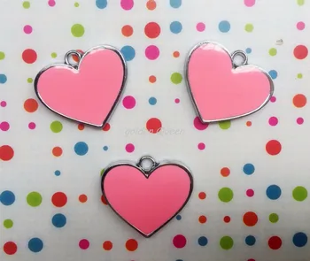 20pcs Tegnefilm Pink heart Metal Charm Nøgle kæde halskæde Vedhæng DIY Smykker at Gøre Mobiltelefon Tilbehør