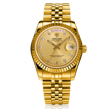 Mænd ' s automatiske gold Classic ur til mænd i rustfrit stål armbåndsur mænd vandtæt bordplade mærke luksus mekanisk ur
