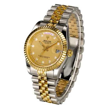 Mænd ' s automatiske gold Classic ur til mænd i rustfrit stål armbåndsur mænd vandtæt bordplade mærke luksus mekanisk ur